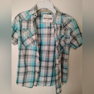 Ditch Plains Blue Plaid Kids Shirt